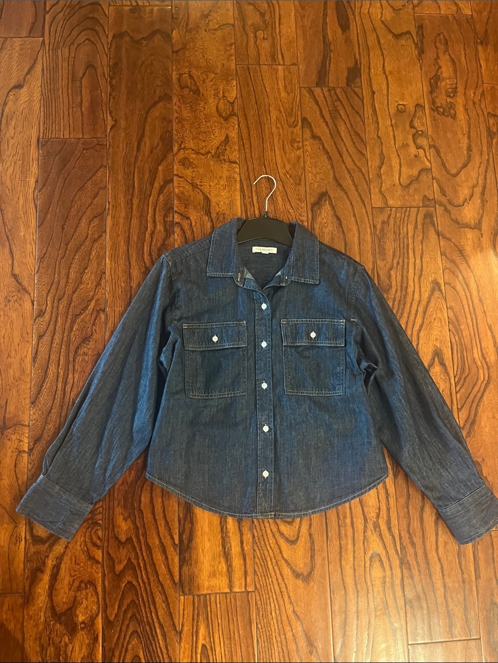 Women's Dark Blue Denim Button-Up Shirt